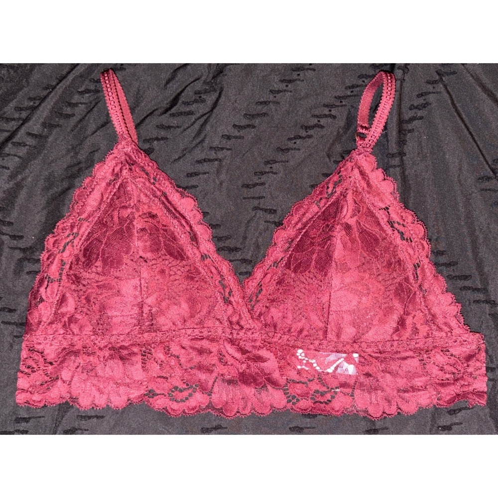 Marilyn Monroe Burgundy Lace Lightky Lined Triangle Bralette, Large